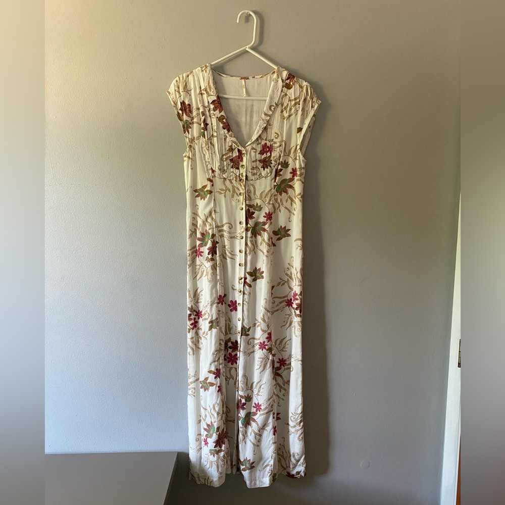 Free People Cream Floral Midi Dress
